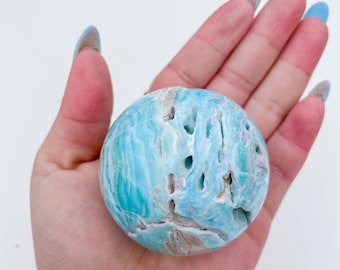 Blue aragonite crystal sphere healing crystal home decor