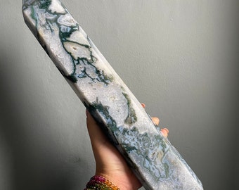 Moss agate crystal tower | moss agate home decoration | moss agate ornament | healing crystal | birthstone gifts| wedding anniversary gift