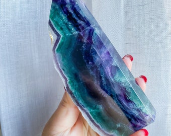 Blue purple Fluorite tower slab| high quality fluorite crystal | blue purple fluorite freeform