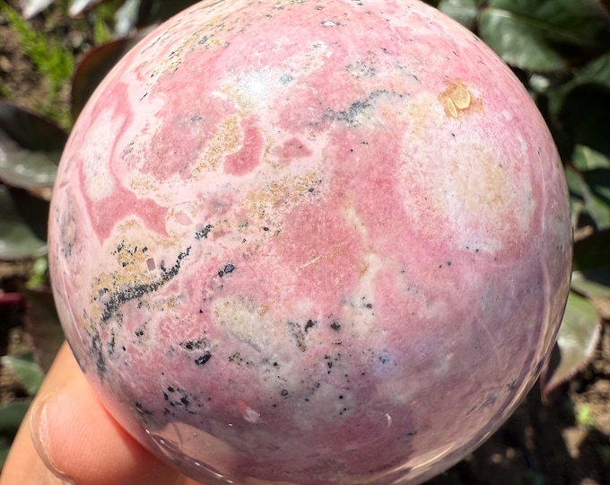 Peruvian Rhodochrosite with pyrite Sphere |pink crystal gift | pink crystal wellbeing home decoration | unique love birthday gift