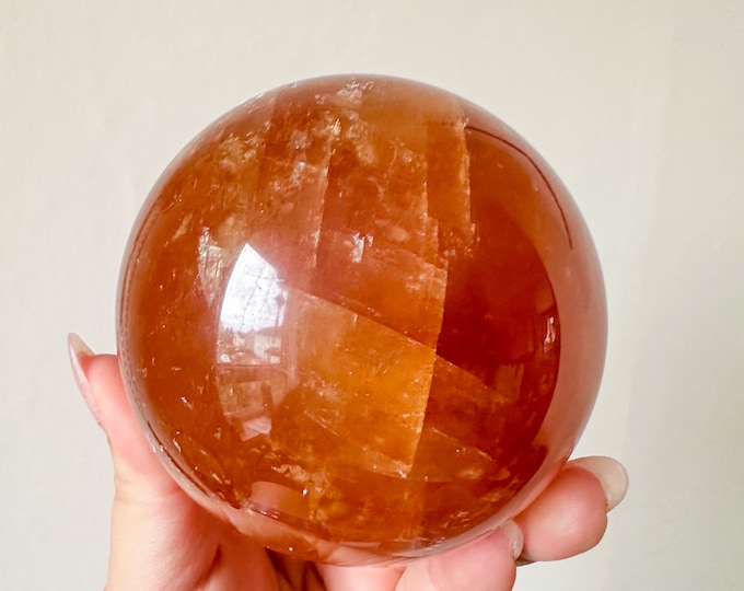 Honey calcite crystal sphere healing crystal home decor