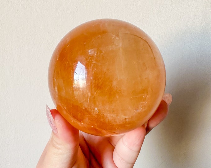 Honey calcite crystal sphere healing crystal home decor