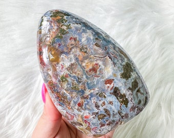 Ocean Jasper with Blue chalcedony crystal freeform healing crystal home decor