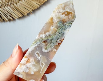 Flower agate geode Crystal tower (LY)  | High-quality flower agate crystal tower healing crystal home decor