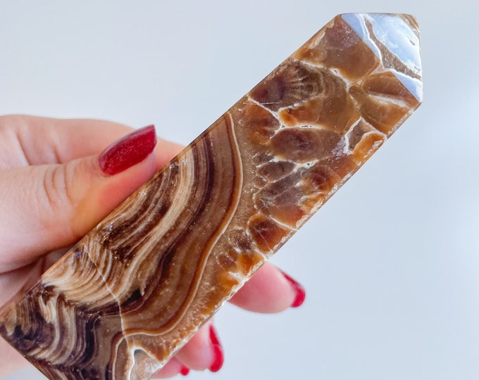 Chocolate  calcite crystal tower chunky crystal tower healing crystal healing journey home decoration
