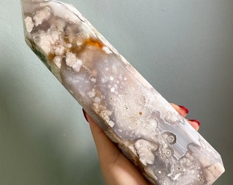 Flower agate crystal tower |cherry blossom agate home decoration | flower agate specimen | healing crystal | birthday gift|anniversary gift
