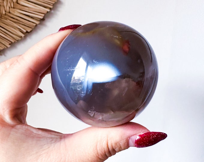 Orca Agate natural crystal sphere| unique crystal home decor| Tranquility home style | Earthy decor | Oceanic decor | unique gift idea