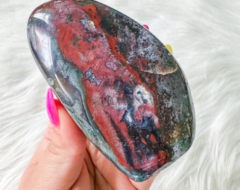 Ocean Jasper with Blue chalcedony crystal freeform healing crystal home decor