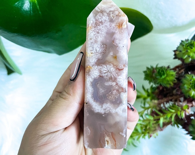 Flower agate crystal tower |cherry blossom agate home decoration | flower agate specimen | healing crystal | birthday gift|anniversary gift