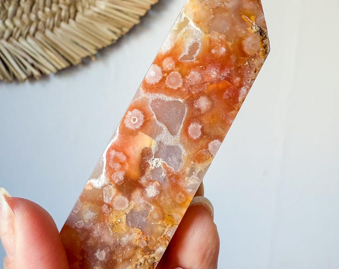Carnelian Flower agate geode Crystal tower (LY)  | High-quality flower agate crystal tower healing crystal home decor