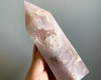 Flower agate crystal tower |cherry blossom agate home decoration | flower agate specimen | healing crystal | birthday gift|anniversary gift