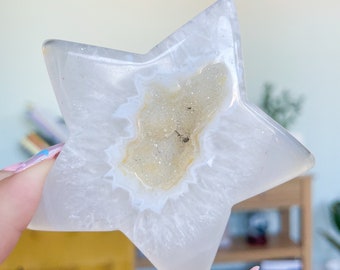 Druzy agate star crystal carving home decor