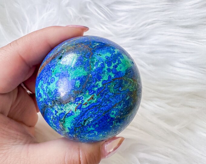 Rare Azurite with Malachite Sphere