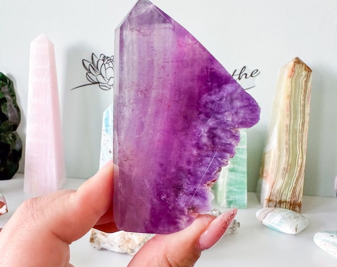 Pink-Purple Fluorite Tower - High Quality Crystal Home Decor - Healing Properties and Eye-Catching Design