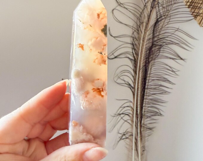 Flower agate geode Crystal tower (LY)  | High-quality flower agate crystal tower healing crystal home decor