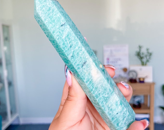 Amazonite high quality silver shimmer natural amazonite crystal tower healing crystal