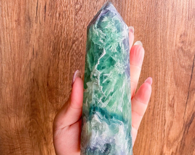 Fluorite crystal towers healing crystal home decoration | premium snowflake fluorite crystal tower