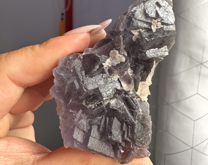 Rare Indigo fluorite premium fluorite specimen ( Pakistan, Baluchistan province, lorlai district ) crystal mineral specimen