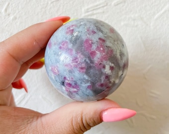 Rubellite lepidolite crystal sphere healing crystal home decor