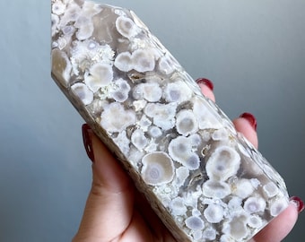 Flower agate crystal tower |cherry blossom agate home decoration | flower agate specimen | healing crystal | birthday gift|anniversary gift 