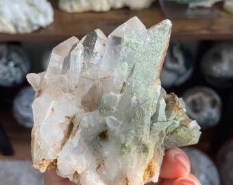 Chlorite Clear quartz cluster | natural quartz crystal cluster mineral specimen