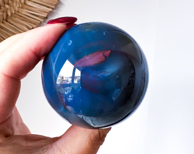 Orca Agate natural crystal sphere| unique crystal home decor| Tranquility home style | Earthy decor | Oceanic decor | unique gift idea