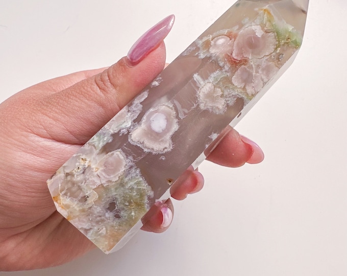 flower agate (PP) Crystal tower | flower agate crystal tower healing crystal home decor |crystal gift |unique home decor|