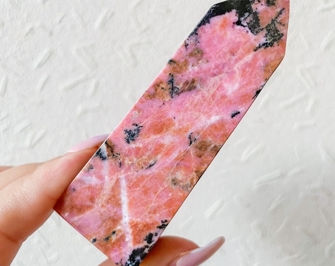 Rhodonite crystal tower chunky crystal tower healing crystal healing journey home decoration
