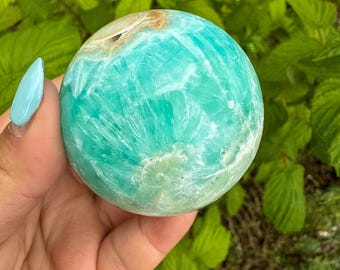 Blue aragonite crystal sphere healing crystal home decor