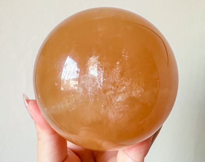 Honey calcite crystal sphere healing crystal home decor