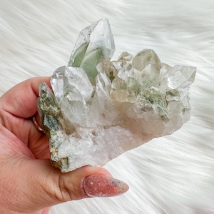 phantom chlorite quartz mineral specimen | premium quartz crystal cluster | crystal healing home decoration