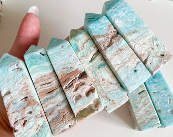 Caribbean blue aragonite crystal tower small crystal tower healing crystal healing journey home decoration
