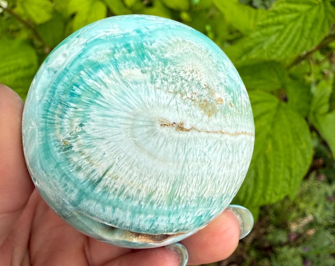 Blue aragonite crystal sphere healing crystal home decor
