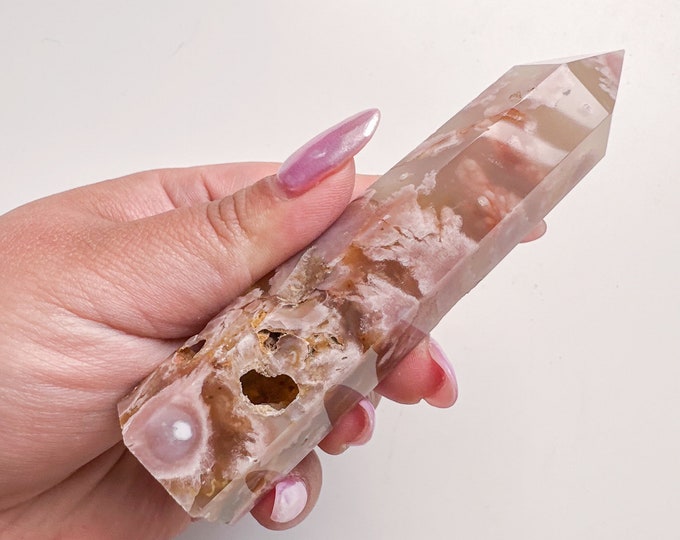 flower agate (PP) Crystal tower | flower agate crystal tower healing crystal home decor |crystal gift |unique home decor|