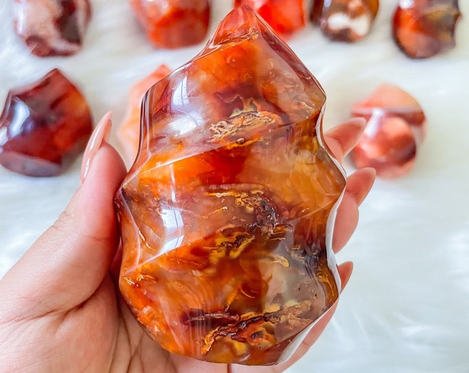 Carnelian crystal flame | Carnelian stone home decoration | carnelian stone healing crystal | birthstone gifts| wedding anniversary gift