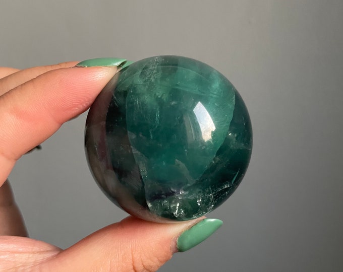 Fluorite sphere |Rare blue green fluorite healing crystal home decor