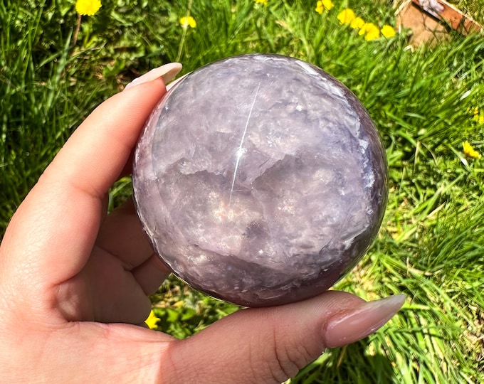 New Galaxy fluorite | Purple with Mica crystal sphere | premium crystal sphere | healing crystal home decor