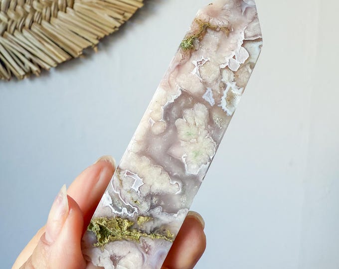 Flower agate geode Crystal tower (LY)  | High-quality flower agate crystal tower healing crystal home decor