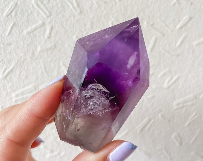 amethyst Crystal  tower phantom amethyst point ｜high grade phantom amethyst with rainbow crystal tower healing crystal home decor