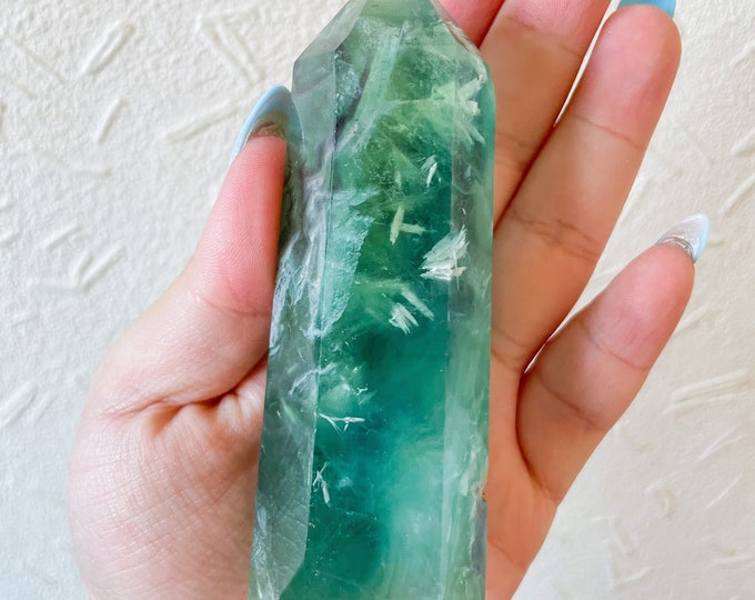 Fluorite crystal towers healing crystal home decoration | premium snowflake fluorite crystal tower