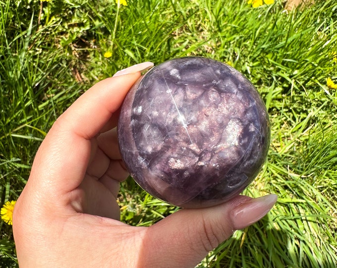Extraordinary Galaxy fluorite | Purple with Mica crystal sphere | premium crystal sphere | healing crystal home decor