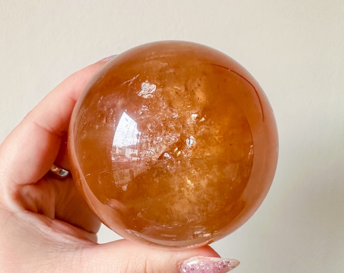 Honey calcite crystal sphere healing crystal home decor