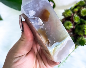 Flower agate crystal tower |cherry blossom agate home decoration | flower agate specimen | healing crystal | birthday gift|anniversary gift