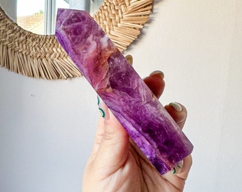 Fluorite crystal tower | Fuchsia fluorite |silk fluorite | pink fluorite | purple fluorite  crystal tower healing crystal home decoration