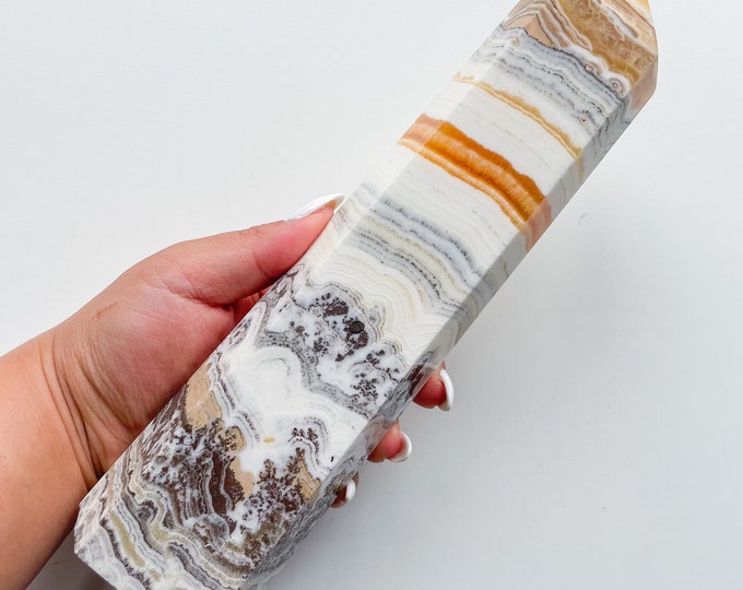 Dendritic orange calcite crystal point healing crystal home decoration meditation reiki practice
