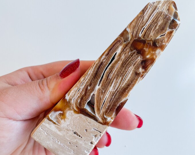 Chocolate  calcite crystal tower chunky crystal tower healing crystal healing journey home decoration