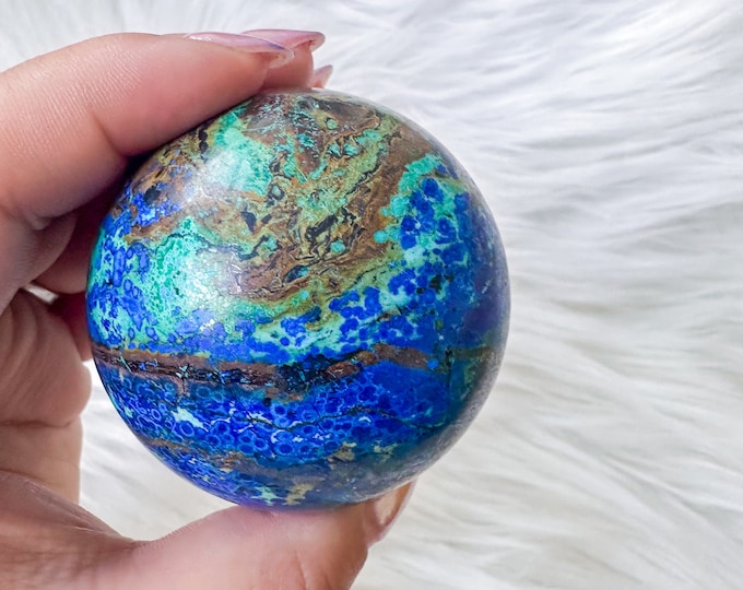 Rare Azurite with Malachite Sphere