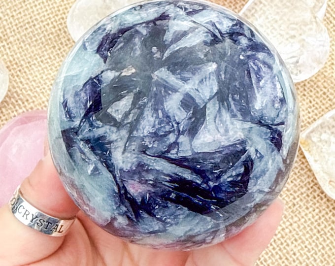 Aquamarine Crystal Sphere with pink tourmaline  Lepidolite,kyanite & Smoky Quartz | Natural Gemstone Sphere | Crystal Decor | Collector Gift