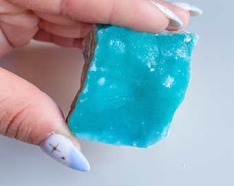 Blue aragonite with azurite and calcite rare crystal specimen 