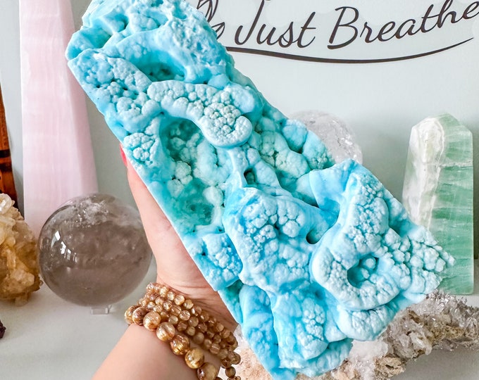Collector Grade Blue Aragonite large  tower - Exquisite Home Decor & Healing Crystal Gift
